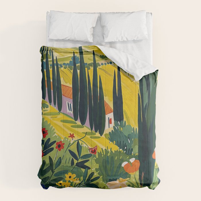 Matisse Painting Mediterranean House with Vibrant Colors and Serene Landscape Comforter Gallery Image 1