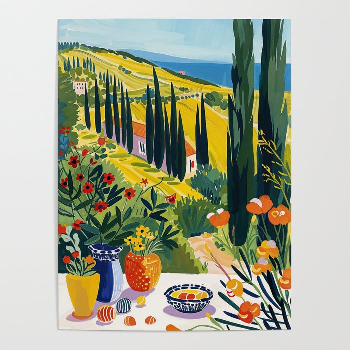 Matisse Painting Mediterranean House with Vibrant Colors and Serene Landscape Poster Gallery Image 4