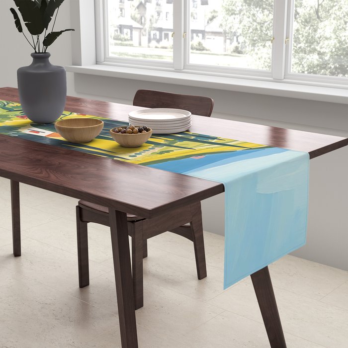 Matisse Painting Mediterranean House with Vibrant Colors and Serene Landscape Table Runner Gallery Image 2