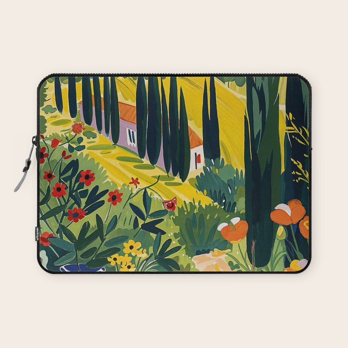 Matisse Painting Mediterranean House with Vibrant Colors and Serene Landscape Laptop Sleeve Gallery Image 1