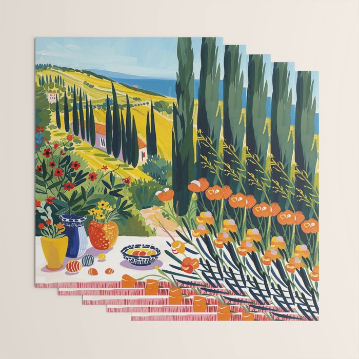 Matisse Painting Mediterranean House with Vibrant Colors and Serene Landscape Wrapping Paper Gallery Image 3