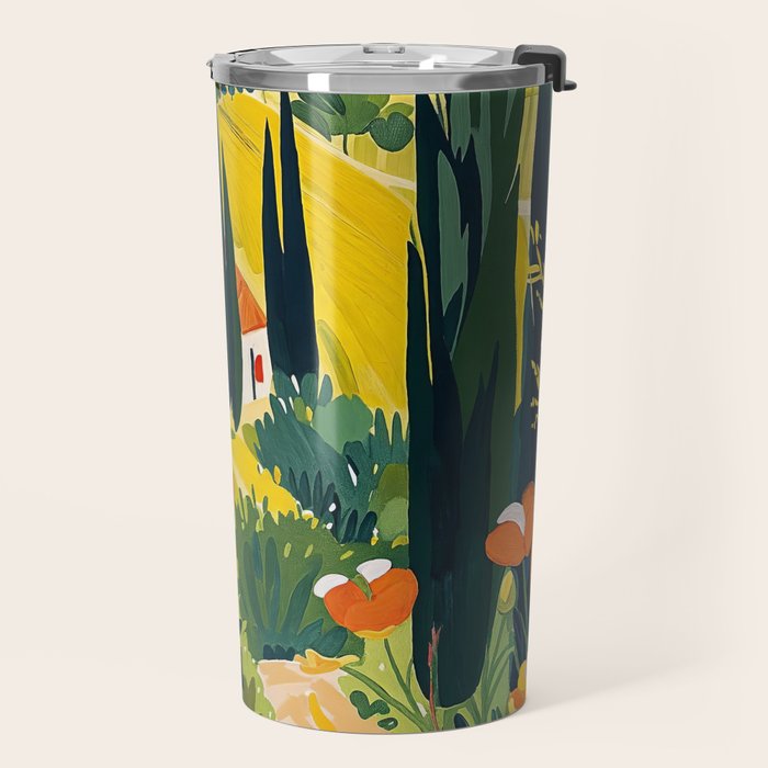 Matisse Painting Mediterranean House with Vibrant Colors and Serene Landscape Travel Mug Gallery Image 2