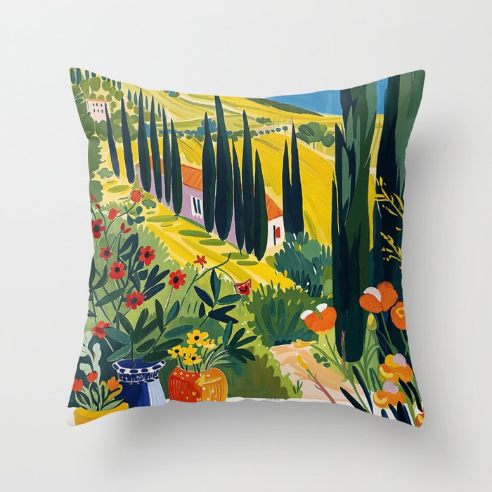 Matisse Painting Mediterranean House with Vibrant Colors and Serene Landscape Throw Pillow Gallery Image 6