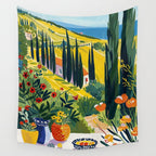 Matisse Painting Mediterranean House with Vibrant Colors and Serene Landscape Wall Tapestry Gallery Image 4