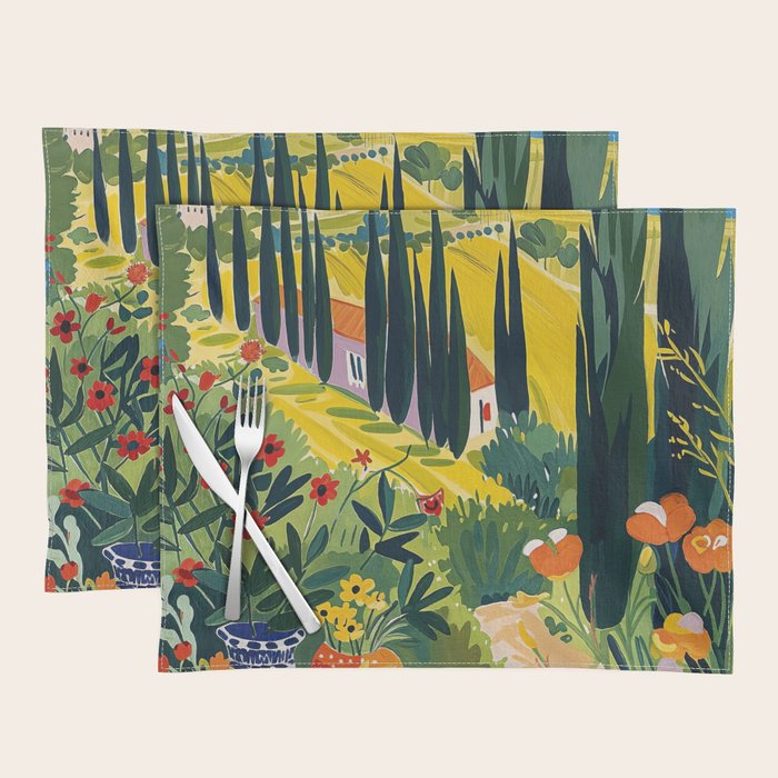 Matisse Painting Mediterranean House with Vibrant Colors and Serene Landscape Placemat Gallery Image 1