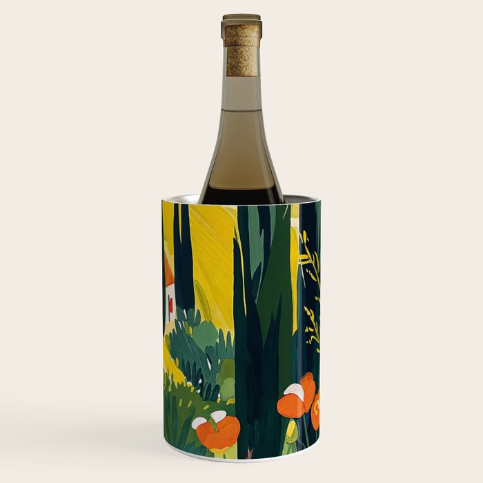 Matisse Painting Mediterranean House with Vibrant Colors and Serene Landscape Wine Chiller Gallery Image 3
