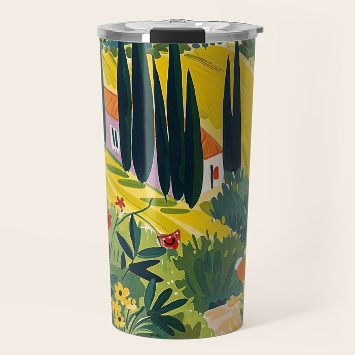 Matisse Painting Mediterranean House with Vibrant Colors and Serene Landscape Travel Mug Gallery Image 1