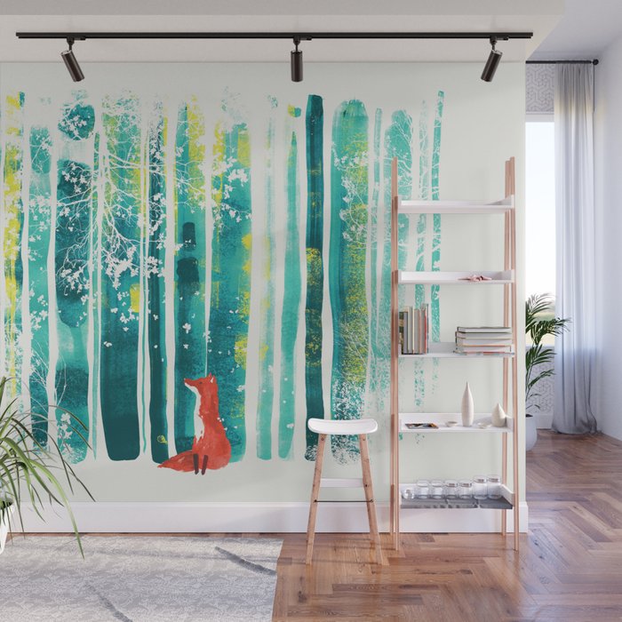 Fox in quiet forest Wall Mural Gallery Image 1