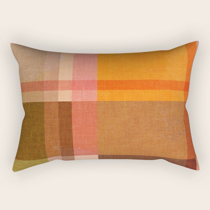 Cosy Heritage Woven Plaid 1 earthy orange blue green Rectangular Pillow Gallery Image 2
