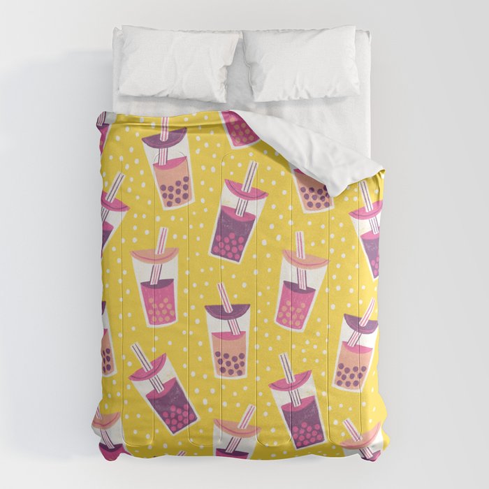 Bubble Tea Boba Pattern Comforter Gallery Image 6
