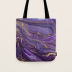 Purple Marble Glitter Gold Fluid Painting Pouring Jupiter Surface Glamorous Shiny Metallic Accents Tote Bag Gallery Image 1