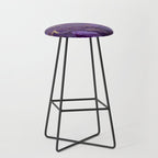 Purple Marble Glitter Gold Fluid Painting Pouring Jupiter Surface Glamorous Shiny Metallic Accents Stool Gallery Image 1
