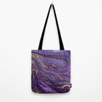 Purple Marble Glitter Gold Fluid Painting Pouring Jupiter Surface Glamorous Shiny Metallic Accents Tote Bag Gallery Image 2