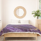 Purple Marble Glitter Gold Fluid Painting Pouring Jupiter Surface Glamorous Shiny Metallic Accents Duvet Cover Gallery Image 3