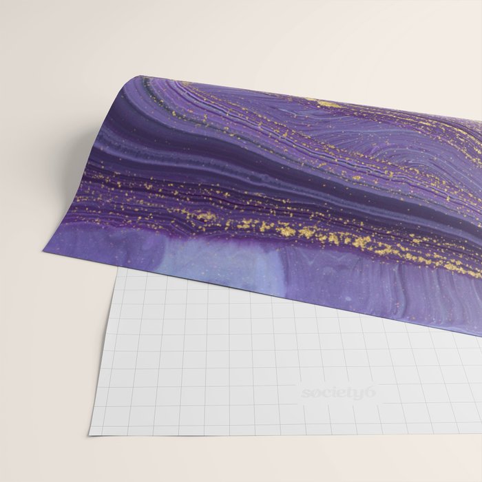 Purple Marble Glitter Gold Fluid Painting Pouring Jupiter Surface Glamorous Shiny Metallic Accents Wrapping Paper Gallery Image 2