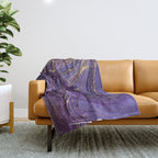 Purple Marble Glitter Gold Fluid Painting Pouring Jupiter Surface Glamorous Shiny Metallic Accents Throw Blanket Gallery Image 1