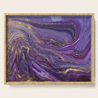 Purple Marble Glitter Gold Fluid Painting Pouring Jupiter Surface Glamorous Shiny Metallic Accents Serving Tray Gallery Image 1