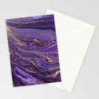 Purple Marble Glitter Gold Fluid Painting Pouring Jupiter Surface Glamorous Shiny Metallic Accents Stationery Card Gallery Image 2