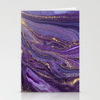 Purple Marble Glitter Gold Fluid Painting Pouring Jupiter Surface Glamorous Shiny Metallic Accents Stationery Card Gallery Image 2