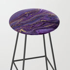 Purple Marble Glitter Gold Fluid Painting Pouring Jupiter Surface Glamorous Shiny Metallic Accents Stool Gallery Image 2