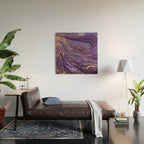 Purple Marble Glitter Gold Fluid Painting Pouring Jupiter Surface Glamorous Shiny Metallic Accents Wood Wall Art Gallery Image 2