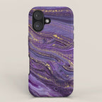 Purple Marble Glitter Gold Fluid Painting Pouring Jupiter Surface Glamorous Shiny Metallic Accents iPhone Case Gallery Image 1