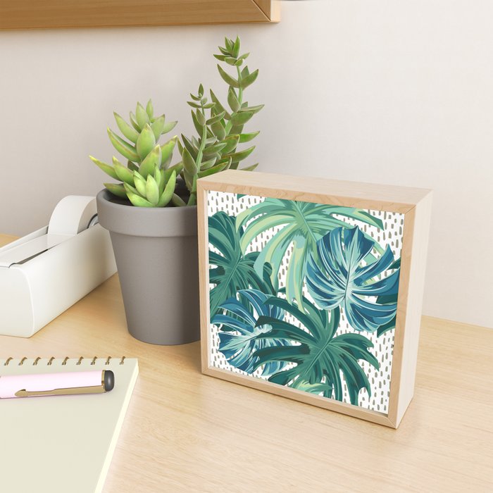 Tropical Palms, Green and Blue, Abstract Mini Art Print Gallery Image 2