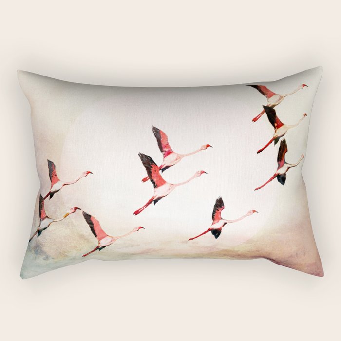 Flock of Flamingos Rectangular Pillow Gallery Image 1