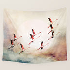 Flock of Flamingos Wall Tapestry Gallery Image 4