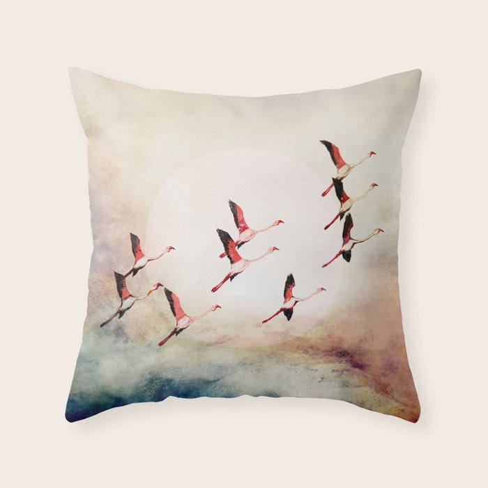 Flock of Flamingos Throw Pillow Gallery Image 6
