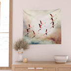 Flock of Flamingos Wall Tapestry Gallery Image 2