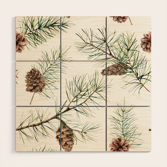 Festive Pinecones Wood Wall Art Gallery Image 1