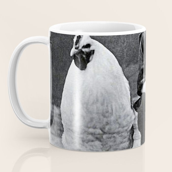 Smoking Boy with Chicken black and white photograph - photography - photographs Coffee Mug Gallery Image 3