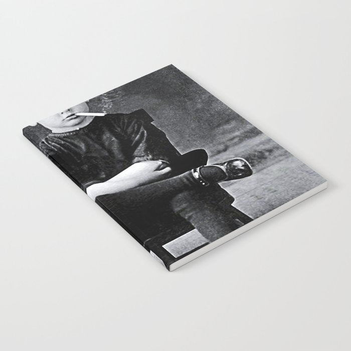 Smoking Boy with Chicken black and white photograph - photography - photographs Notebook Gallery Image 2