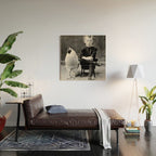 Smoking Boy with Chicken black and white photograph - photography - photographs Wood Wall Art Gallery Image 2