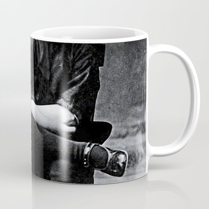 Smoking Boy with Chicken black and white photograph - photography - photographs Coffee Mug Gallery Image 1