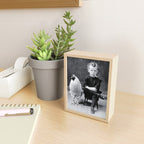 Smoking Boy with Chicken black and white photograph - photography - photographs Mini Art Print Gallery Image 2