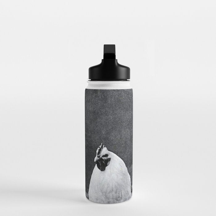 Smoking Boy with Chicken black and white photograph - photography - photographs Water Bottle Gallery Image 3