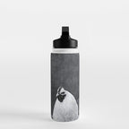 Smoking Boy with Chicken black and white photograph - photography - photographs Water Bottle Gallery Image 3