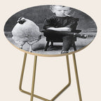 Smoking Boy with Chicken black and white photograph - photography - photographs Side Table Gallery Image 2