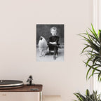 Smoking Boy with Chicken black and white photograph - photography - photographs Poster Gallery Image 2