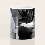 Smoking Boy with Chicken black and white photograph - photography - photographs Coffee Mug Gallery Image 4
