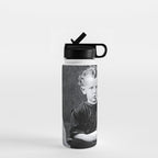 Smoking Boy with Chicken black and white photograph - photography - photographs Water Bottle Gallery Image 1