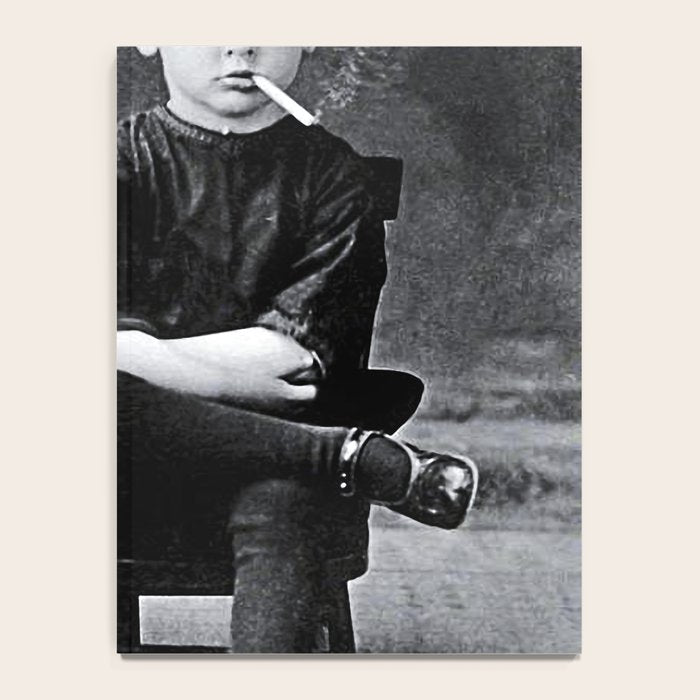 Smoking Boy with Chicken black and white photograph - photography - photographs Notebook Gallery Image 4