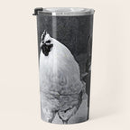Smoking Boy with Chicken black and white photograph - photography - photographs Travel Mug Gallery Image 3