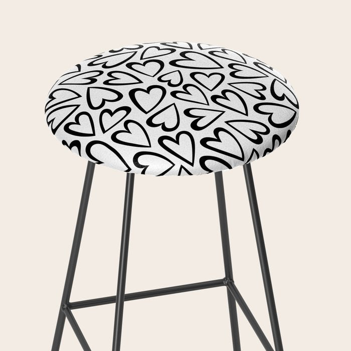 Black and white love heart cartoon pattern Stool Gallery Image 2