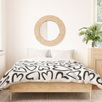 Black and white love heart cartoon pattern Duvet Cover Gallery Image 3
