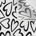 Black and white love heart cartoon pattern Wall Tapestry Gallery Image 3