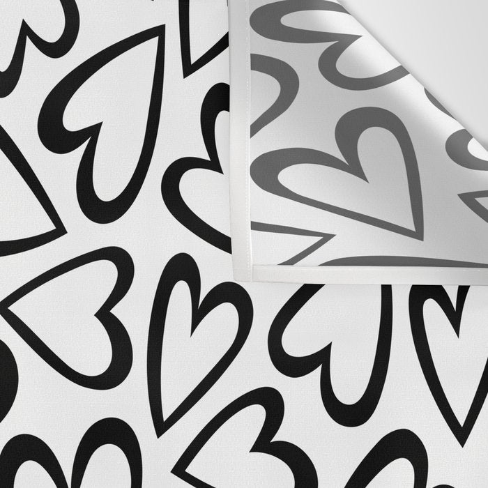 Black and white love heart cartoon pattern Wall Tapestry Gallery Image 3