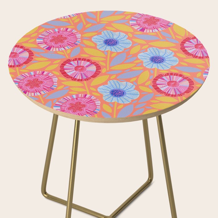 Folk Floral Blossoms in Sweet Peach Side Table Gallery Image 2